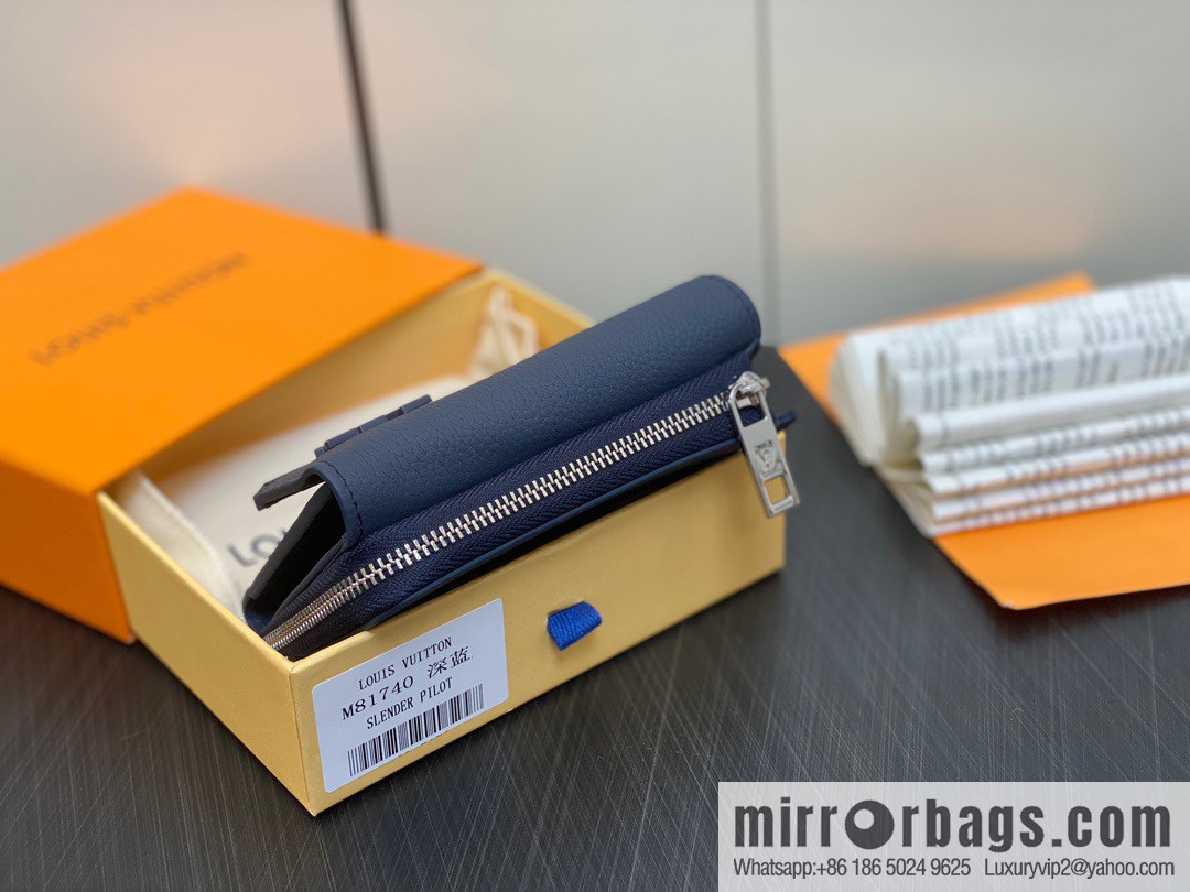 [Boutique‑grade] M82410 dark blue, full leather wallet series M81740 SLENDER PILOT wallet