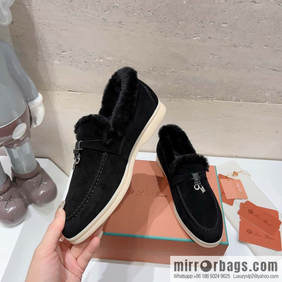 🐰🐰Loro Pian * Classic popular LP top version, British tassel flat-bottomed fluffy loafers