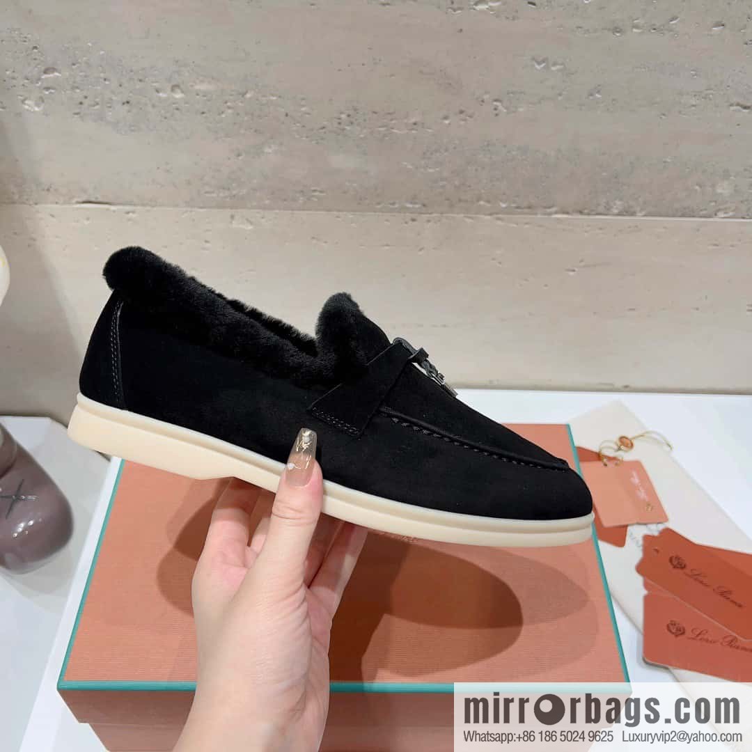 🐰🐰Loro Pian * Classic popular LP top version, British tassel flat-bottomed fluffy loafers