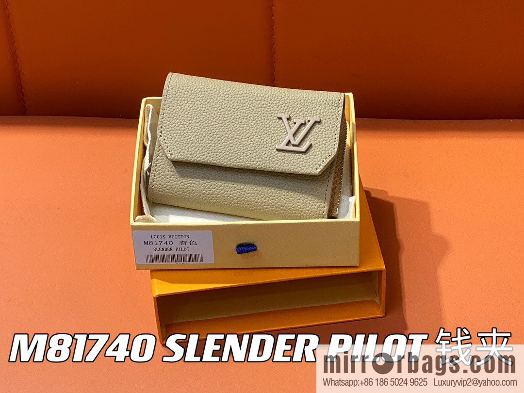 [Boutique‑grade] M82410 apricot, full leather wallet series M81740 SLENDER PILOT wallet