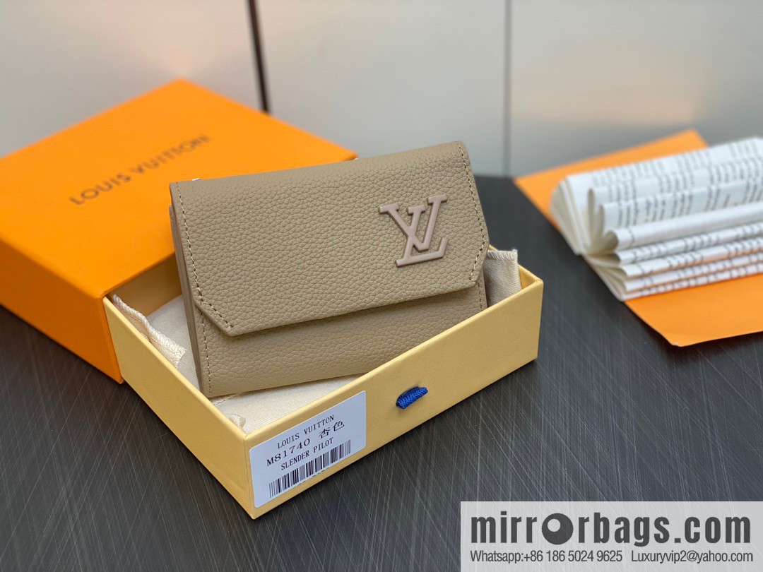 [Boutique‑grade] M82410 apricot, full leather wallet series M81740 SLENDER PILOT wallet