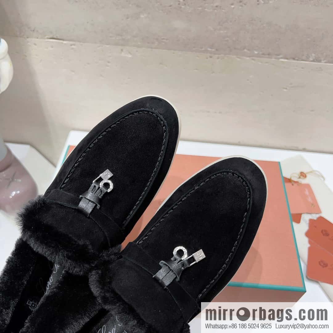 🐰🐰Loro Pian * Classic popular LP top version, British tassel flat-bottomed fluffy loafers