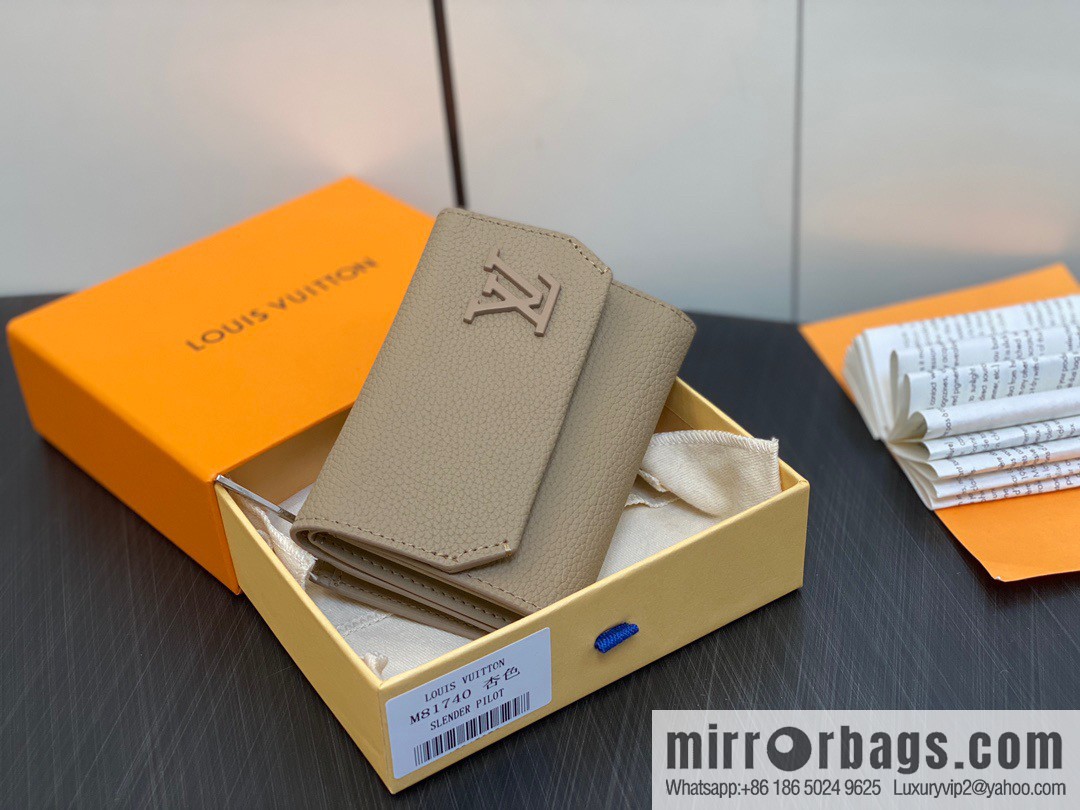 [Boutique‑grade] M82410 apricot, full leather wallet series M81740 SLENDER PILOT wallet