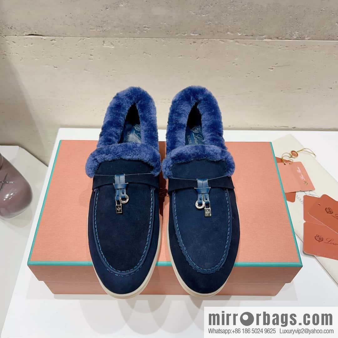 🐰🐰Loro Pian * Classic popular LP top version, British tassel flat-bottomed fluffy loafers