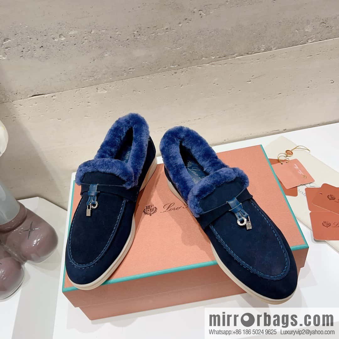 🐰🐰Loro Pian * Classic popular LP top version, British tassel flat-bottomed fluffy loafers