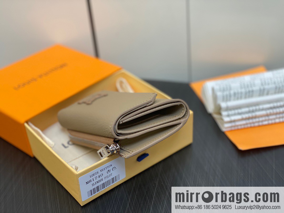 [Boutique‑grade] M82410 apricot, full leather wallet series M81740 SLENDER PILOT wallet