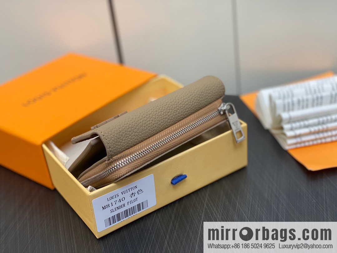 [Boutique‑grade] M82410 apricot, full leather wallet series M81740 SLENDER PILOT wallet