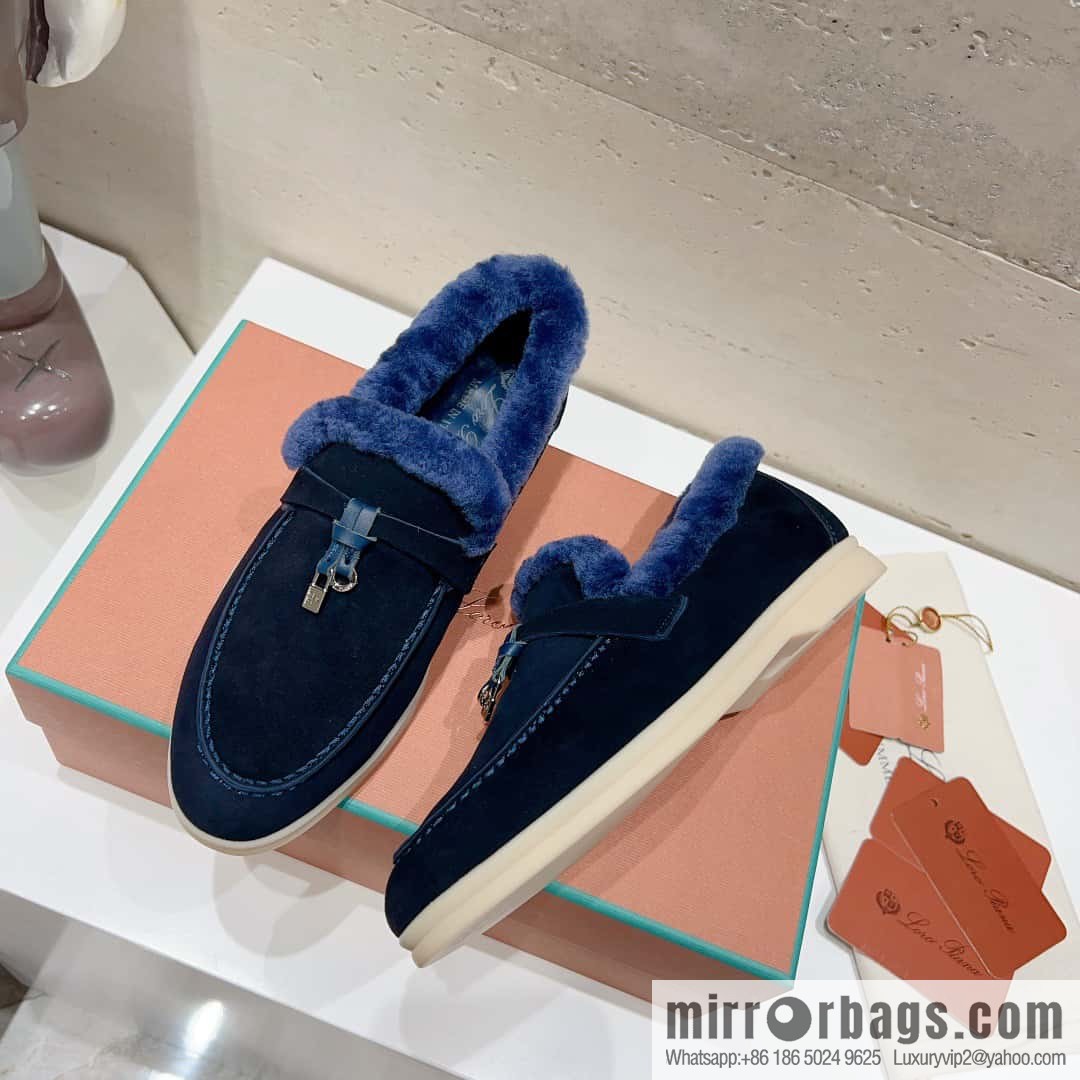 🐰🐰Loro Pian * Classic popular LP top version, British tassel flat-bottomed fluffy loafers