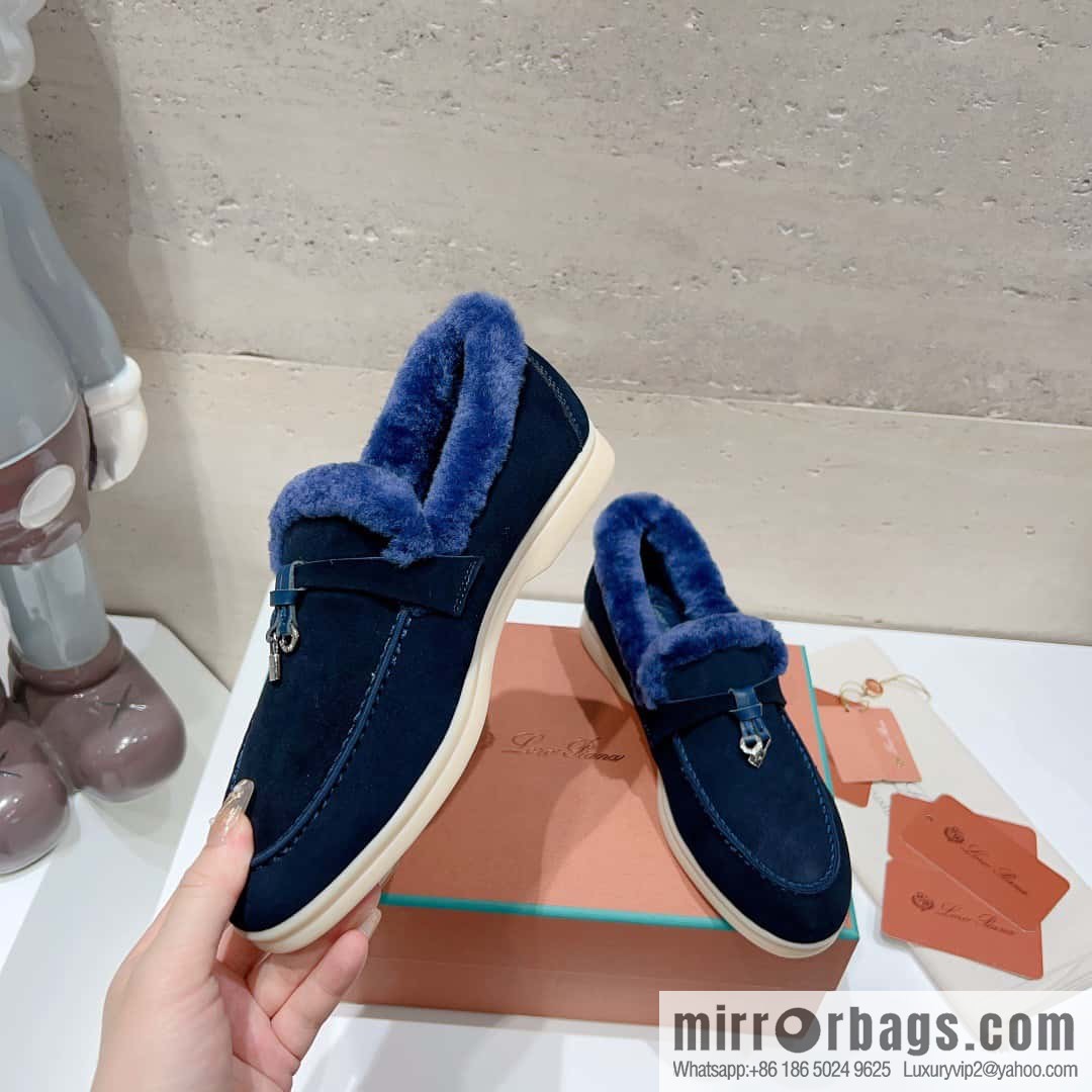 🐰🐰Loro Pian * Classic popular LP top version, British tassel flat-bottomed fluffy loafers