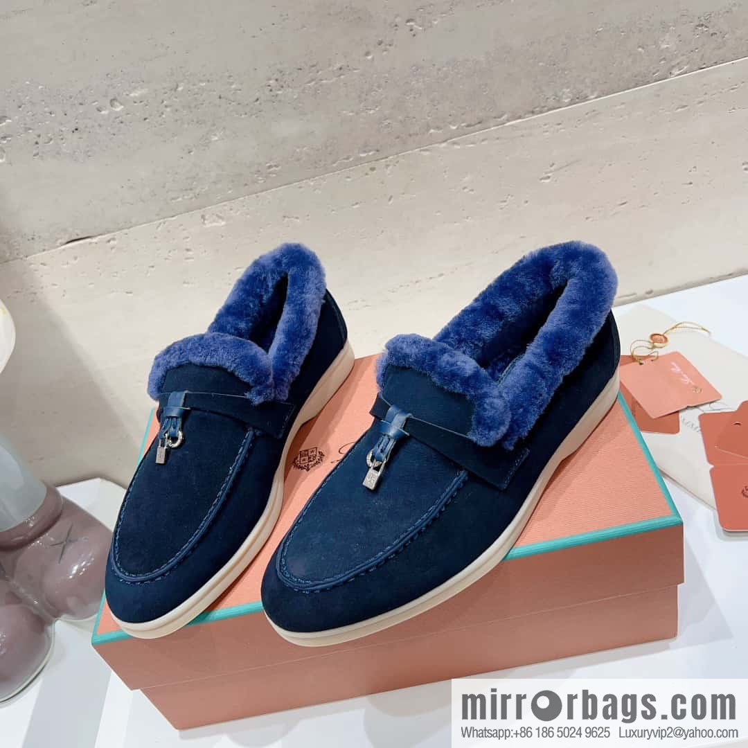 🐰🐰Loro Pian * Classic popular LP top version, British tassel flat-bottomed fluffy loafers
