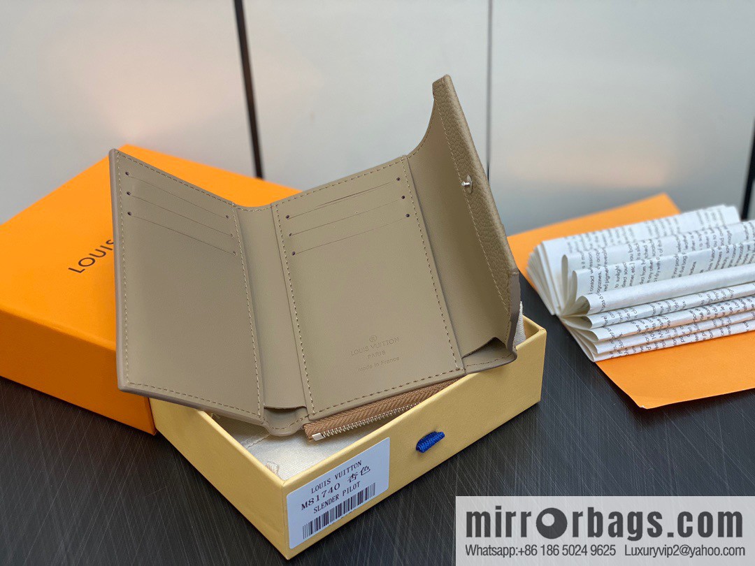 [Boutique‑grade] M82410 apricot, full leather wallet series M81740 SLENDER PILOT wallet