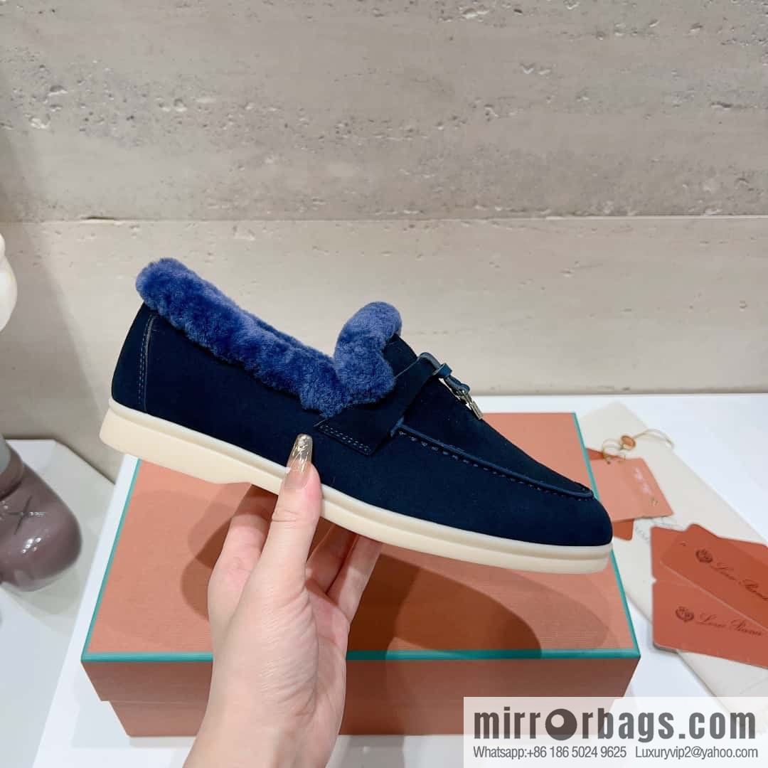 🐰🐰Loro Pian * Classic popular LP top version, British tassel flat-bottomed fluffy loafers