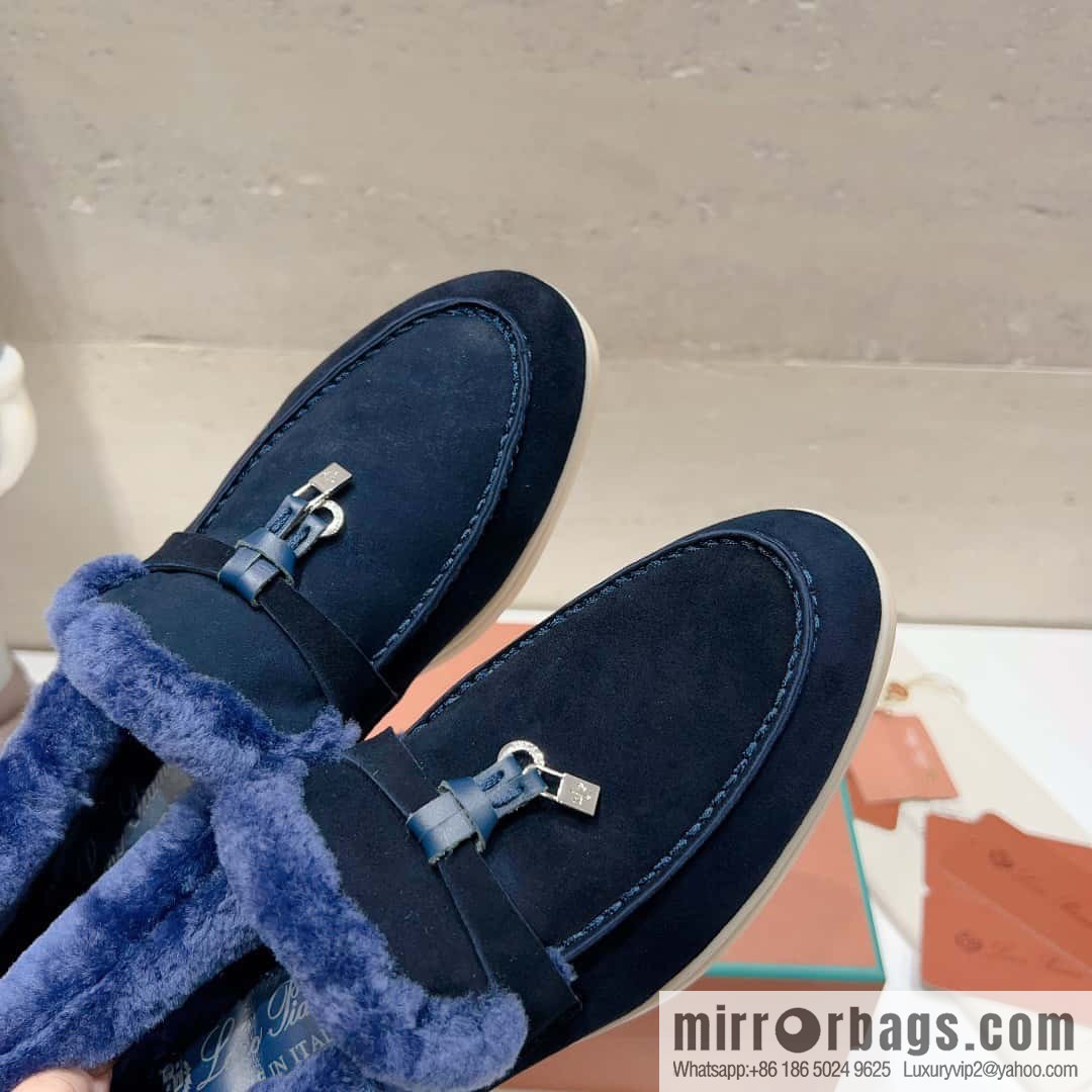 🐰🐰Loro Pian * Classic popular LP top version, British tassel flat-bottomed fluffy loafers