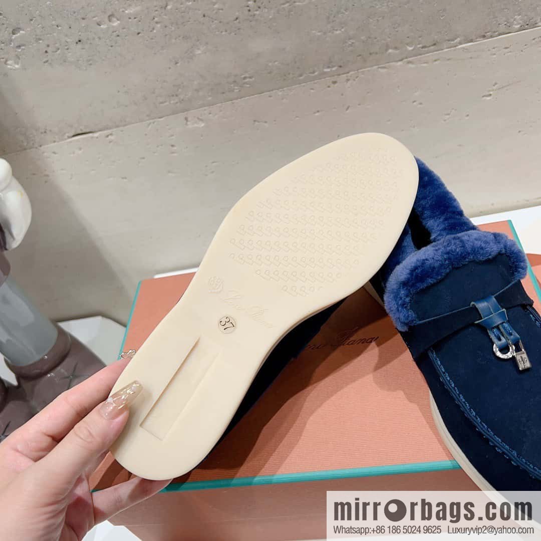 🐰🐰Loro Pian * Classic popular LP top version, British tassel flat-bottomed fluffy loafers