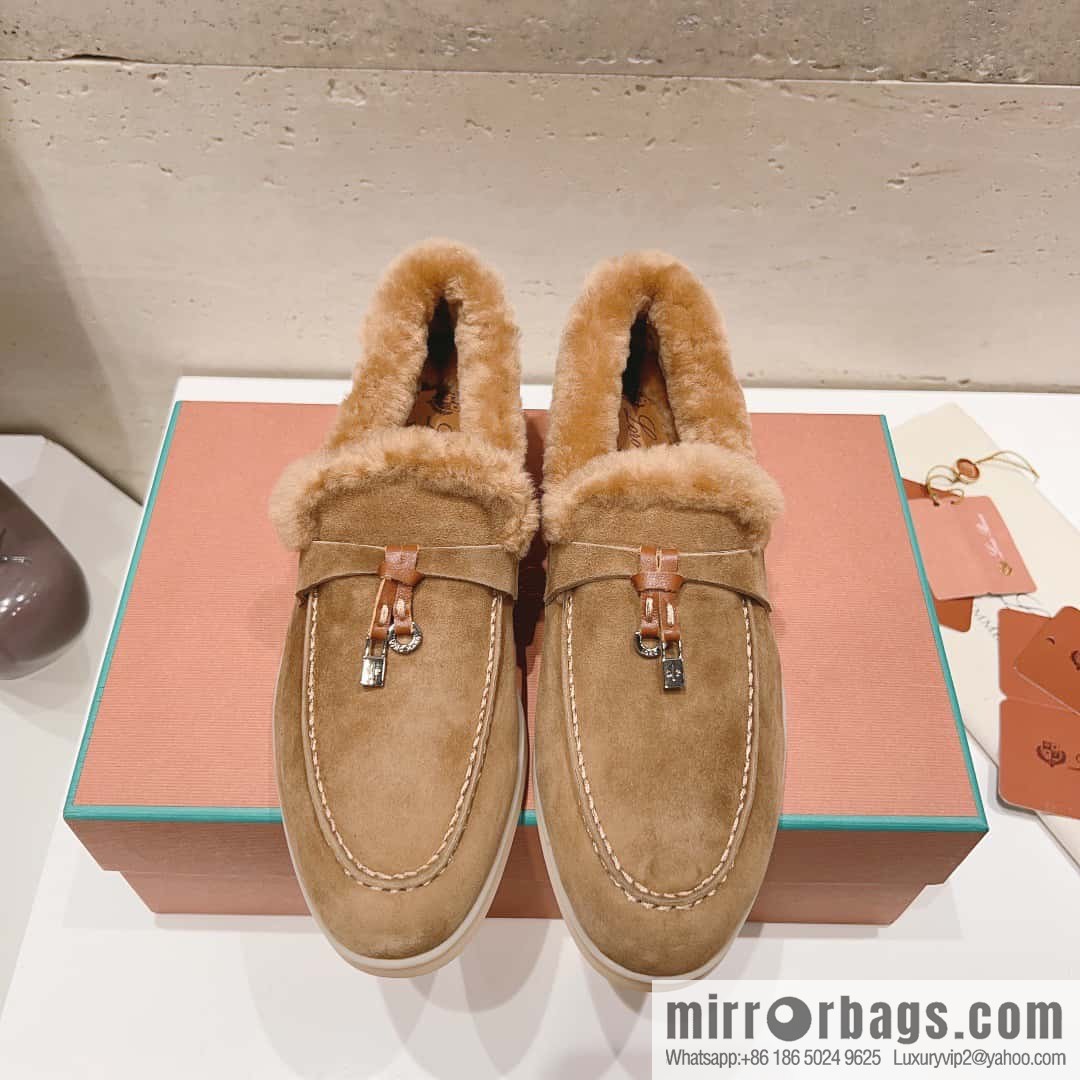 🐰🐰Loro Pian * Classic popular LP top version, British tassel flat-bottomed fluffy loafers