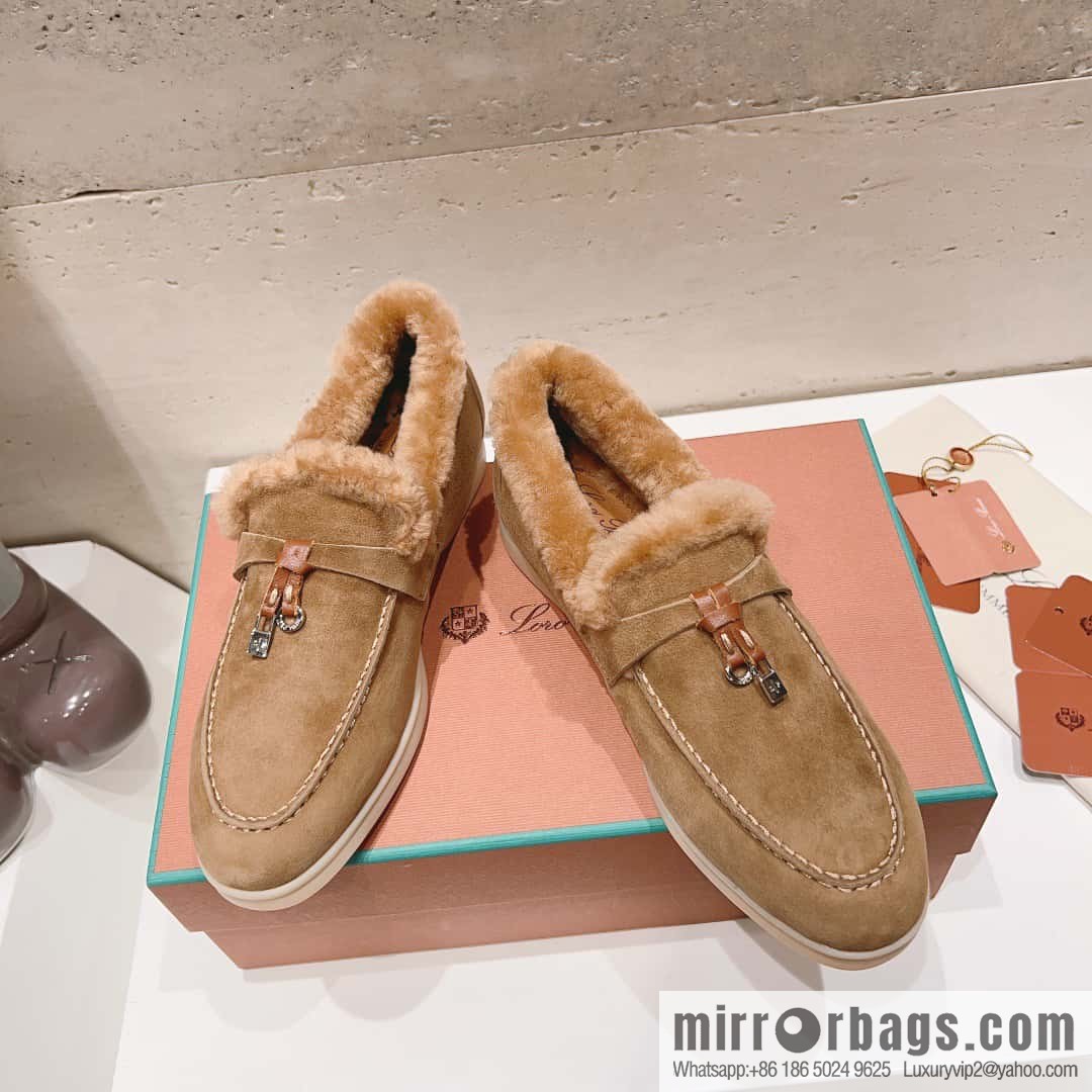 🐰🐰Loro Pian * Classic popular LP top version, British tassel flat-bottomed fluffy loafers