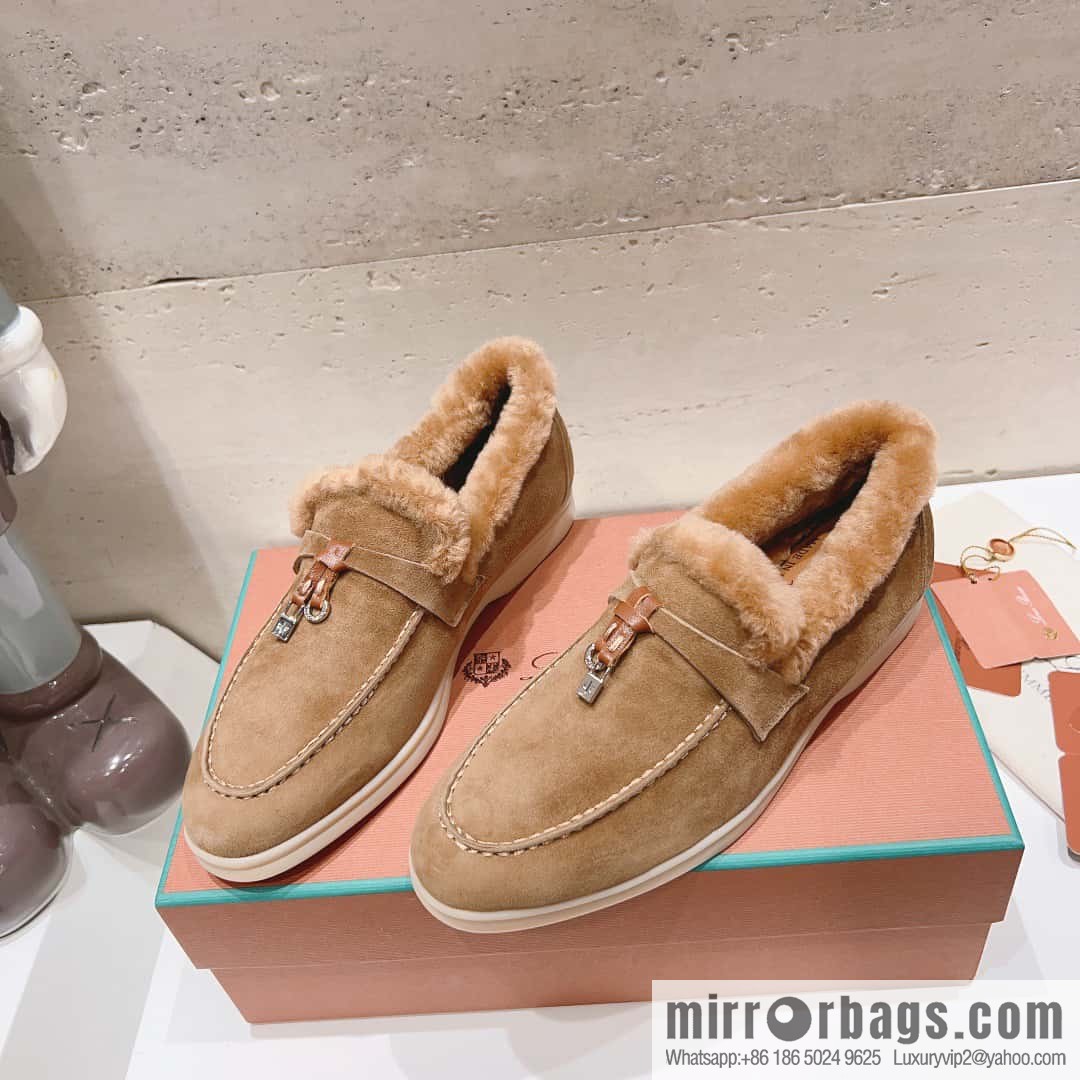 🐰🐰Loro Pian * Classic popular LP top version, British tassel flat-bottomed fluffy loafers