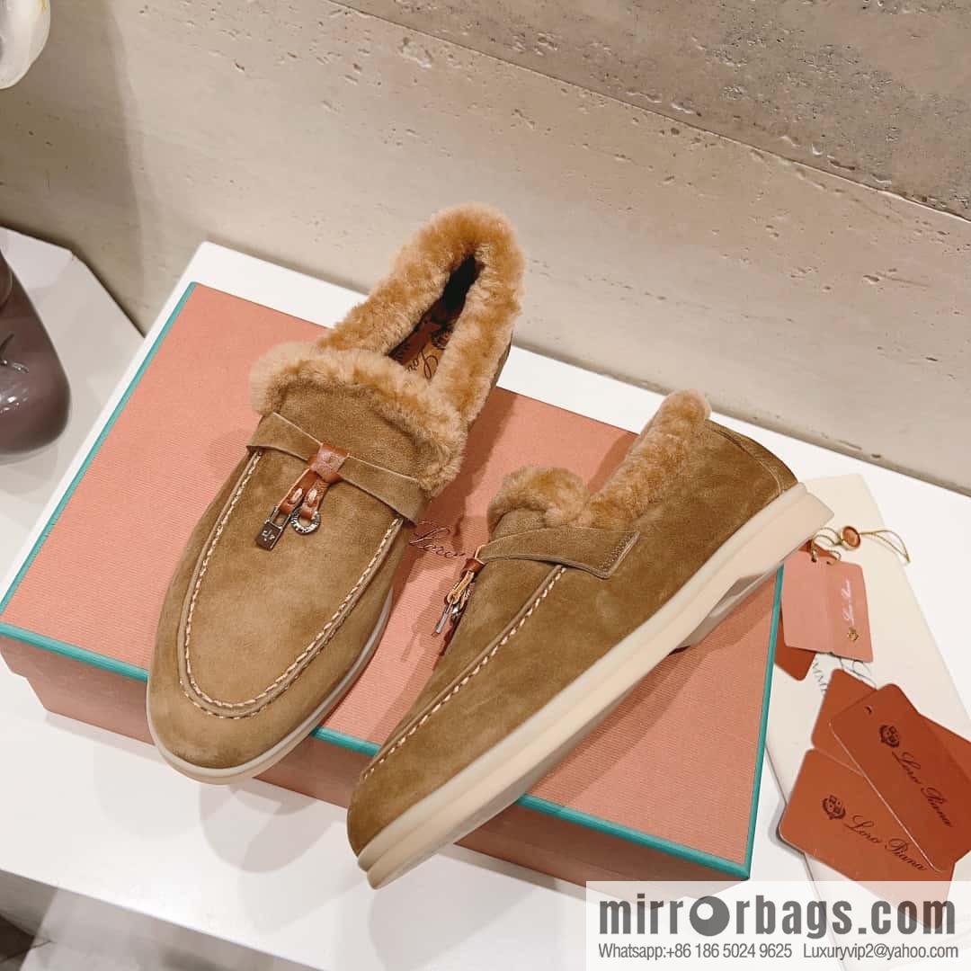 🐰🐰Loro Pian * Classic popular LP top version, British tassel flat-bottomed fluffy loafers