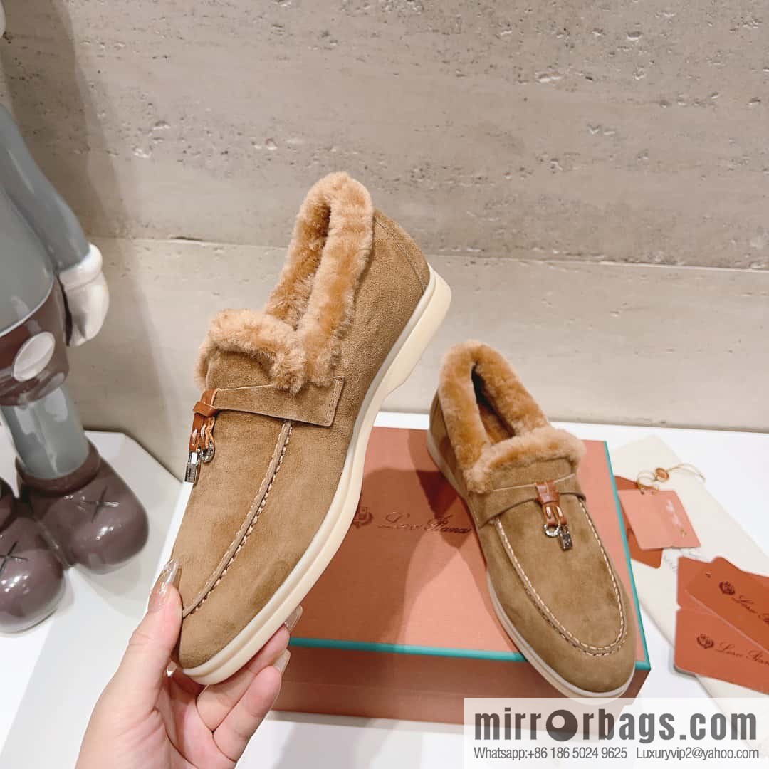 🐰🐰Loro Pian * Classic popular LP top version, British tassel flat-bottomed fluffy loafers