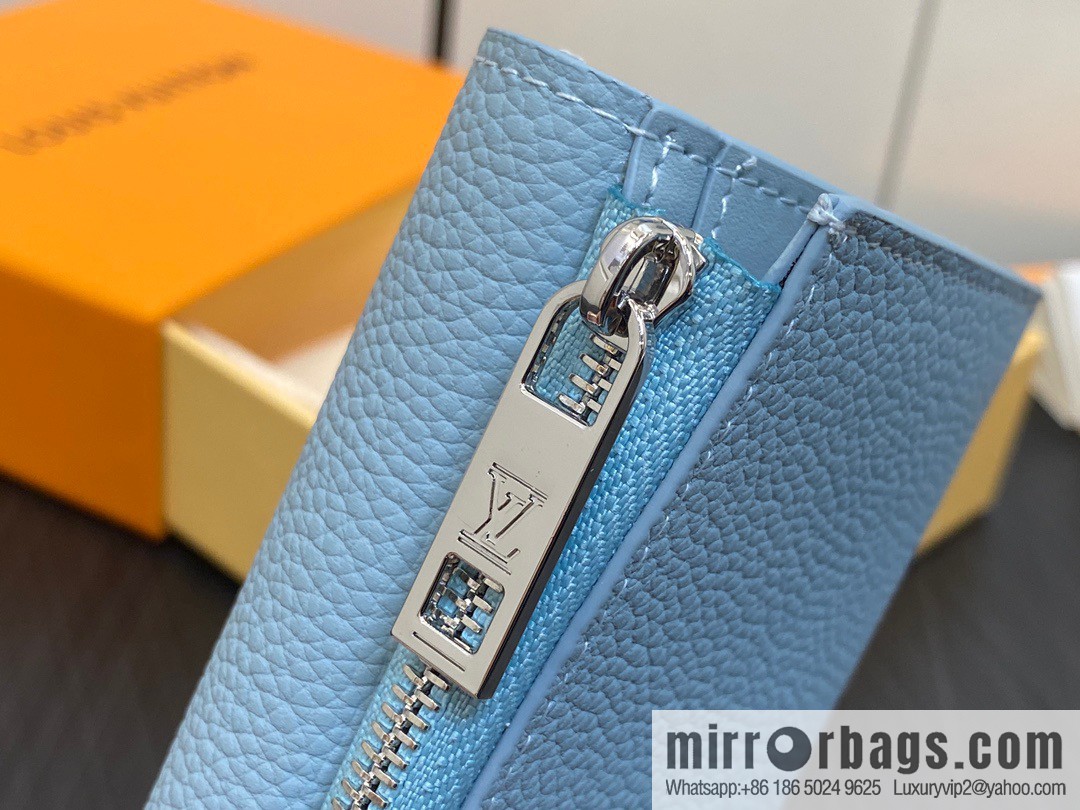 [Boutique‑grade] M81740 gray and blue, full leather wallet series M82140 SLENDER PILOT wallet