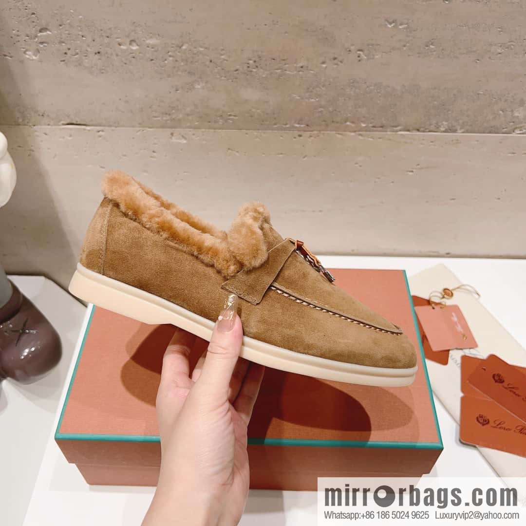 🐰🐰Loro Pian * Classic popular LP top version, British tassel flat-bottomed fluffy loafers