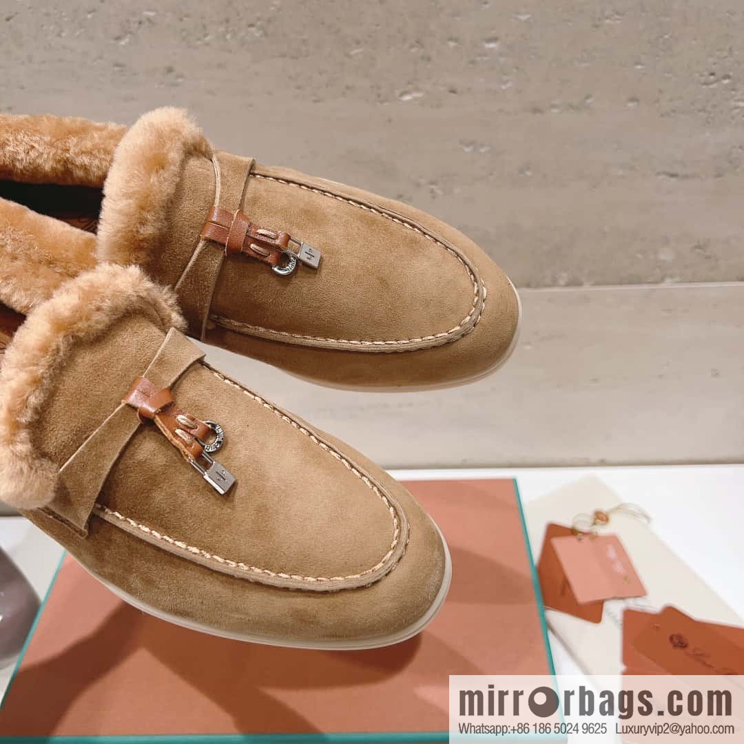 🐰🐰Loro Pian * Classic popular LP top version, British tassel flat-bottomed fluffy loafers