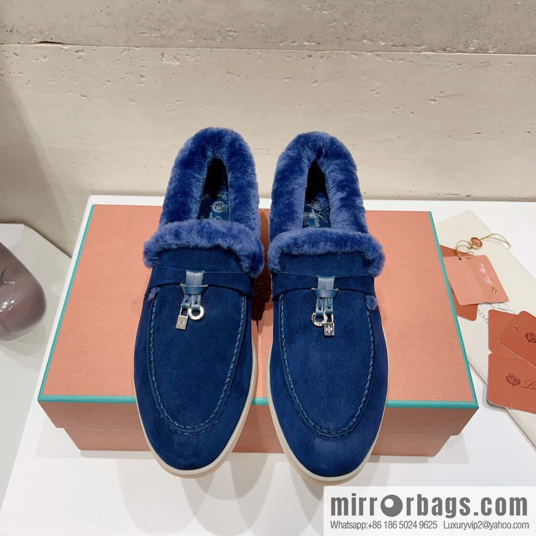 🐰🐰Loro Pian * Classic popular LP top version, British tassel flat-bottomed fluffy loafers