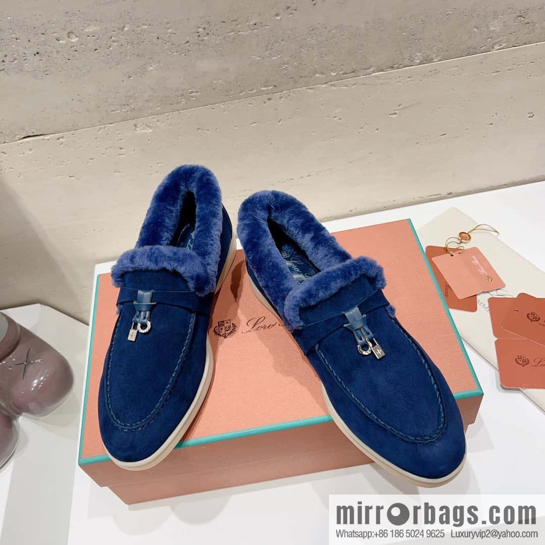 🐰🐰Loro Pian * Classic popular LP top version, British tassel flat-bottomed fluffy loafers