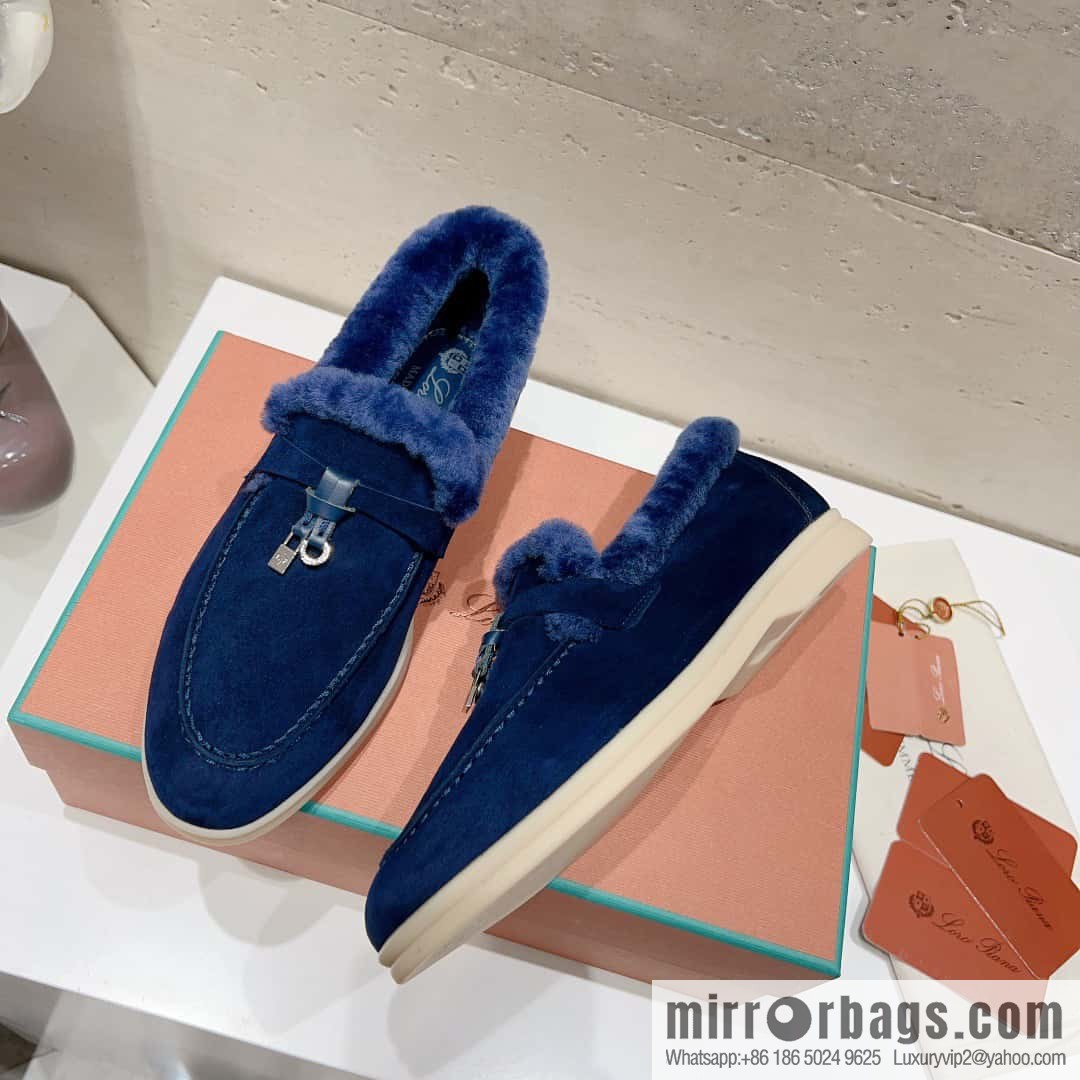 🐰🐰Loro Pian * Classic popular LP top version, British tassel flat-bottomed fluffy loafers