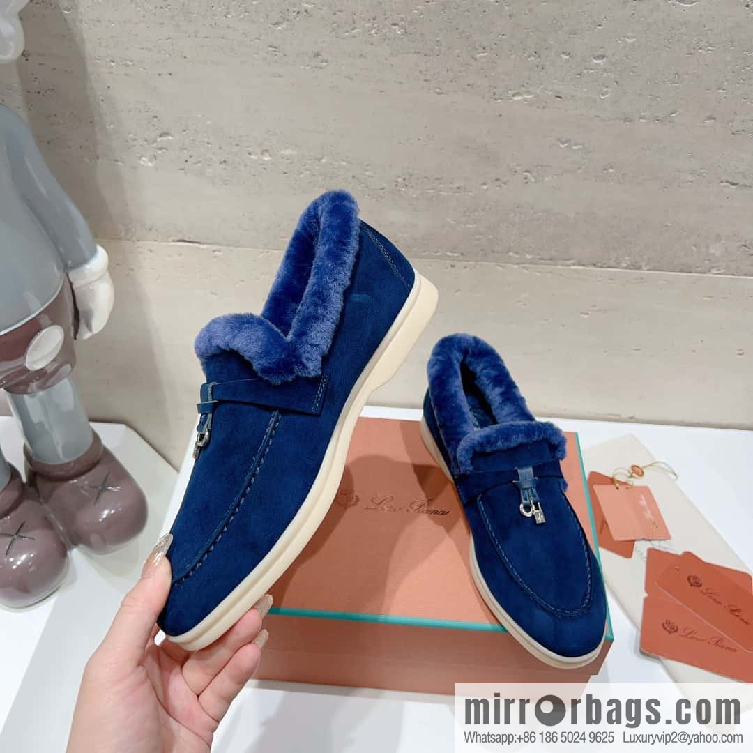 🐰🐰Loro Pian * Classic popular LP top version, British tassel flat-bottomed fluffy loafers