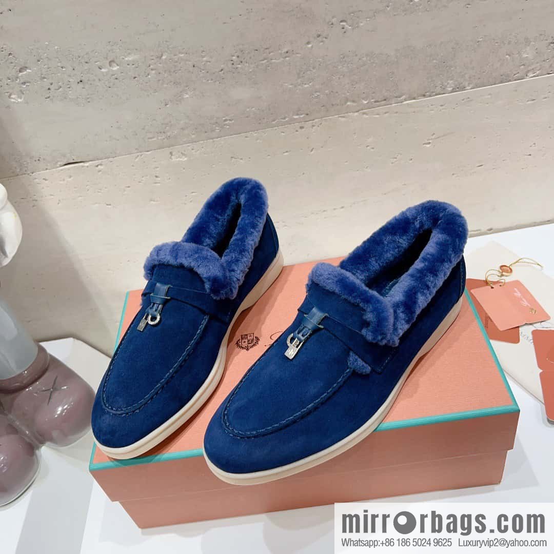 🐰🐰Loro Pian * Classic popular LP top version, British tassel flat-bottomed fluffy loafers