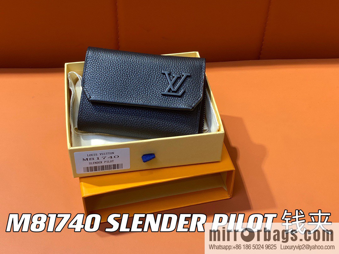 [Boutique‑grade] M81740 black full leather wallet series M82140 SLENDER PILOT wallet