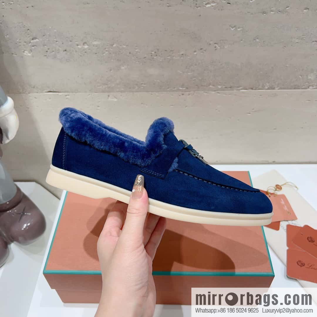 🐰🐰Loro Pian * Classic popular LP top version, British tassel flat-bottomed fluffy loafers
