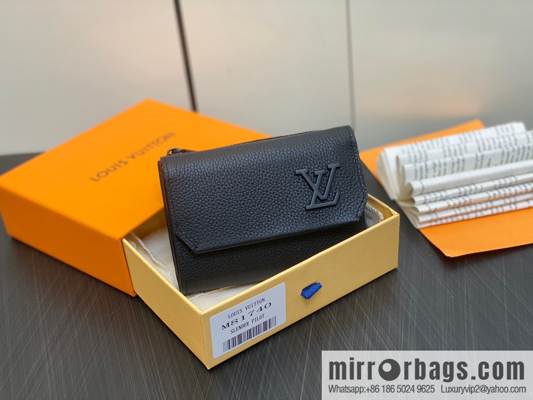 [Boutique‑grade] M81740 black full leather wallet series M82140 SLENDER PILOT wallet