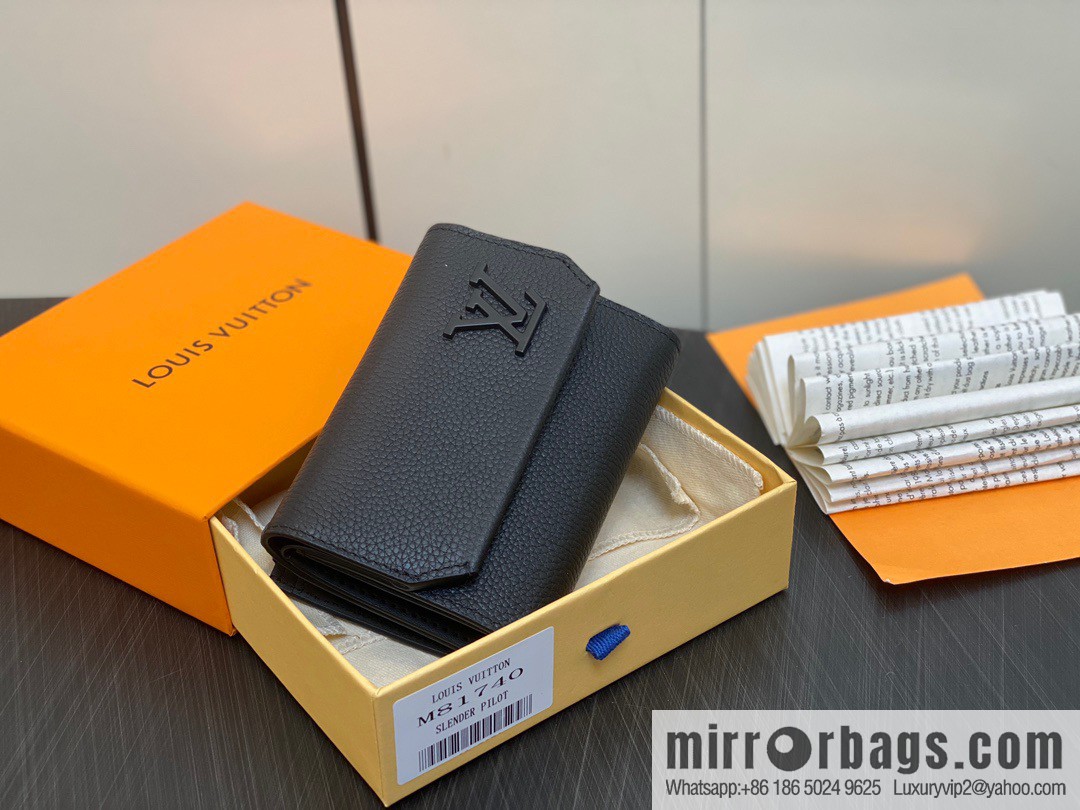 [Boutique‑grade] M81740 black full leather wallet series M82140 SLENDER PILOT wallet