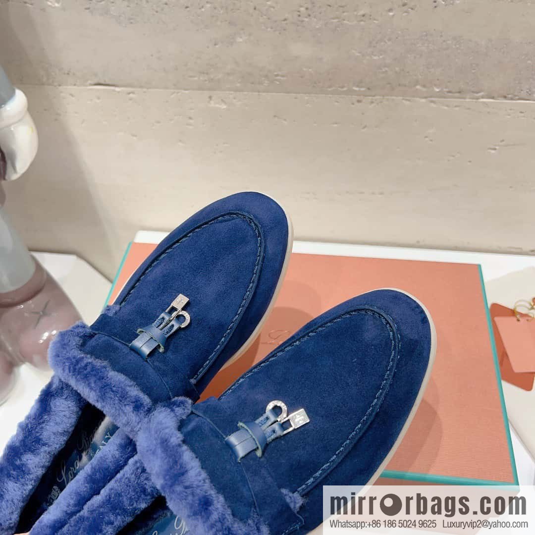 🐰🐰Loro Pian * Classic popular LP top version, British tassel flat-bottomed fluffy loafers