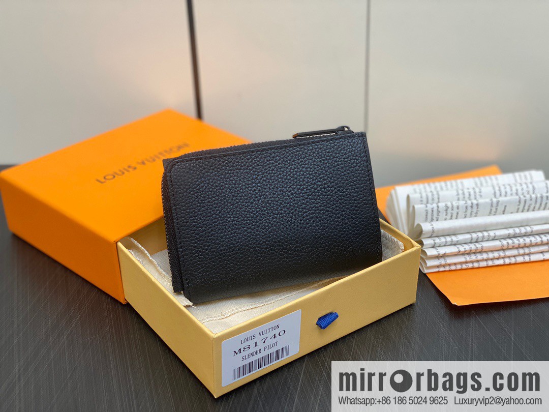 [Boutique‑grade] M81740 black full leather wallet series M82140 SLENDER PILOT wallet