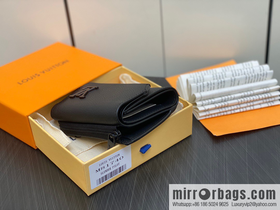 [Boutique‑grade] M81740 black full leather wallet series M82140 SLENDER PILOT wallet