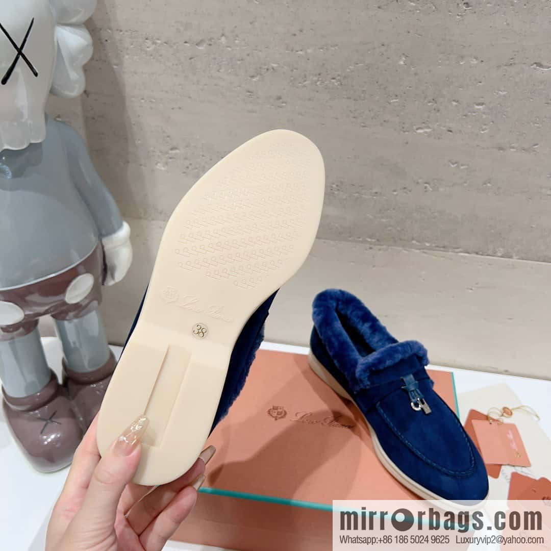🐰🐰Loro Pian * Classic popular LP top version, British tassel flat-bottomed fluffy loafers