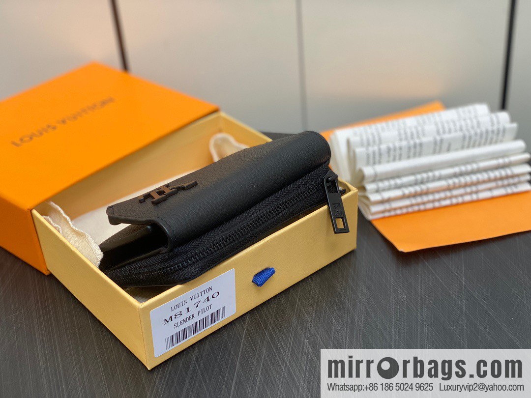 [Boutique‑grade] M81740 black full leather wallet series M82140 SLENDER PILOT wallet