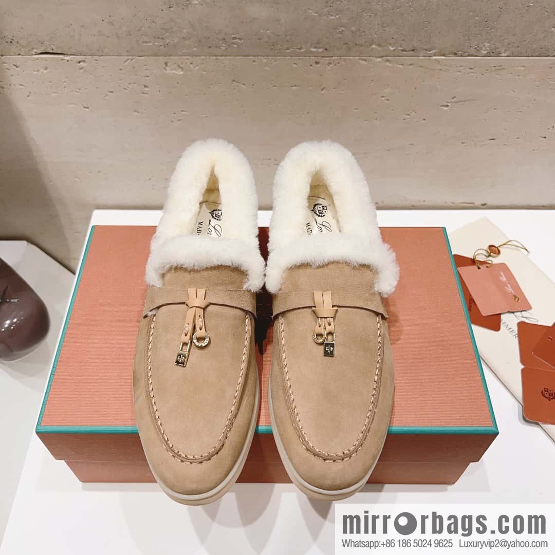 🐰🐰Loro Pian * Classic popular LP top version, British tassel flat-bottomed fluffy loafers