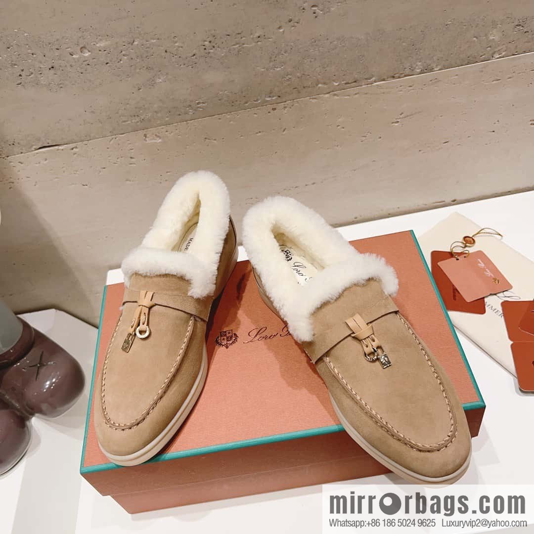 🐰🐰Loro Pian * Classic popular LP top version, British tassel flat-bottomed fluffy loafers
