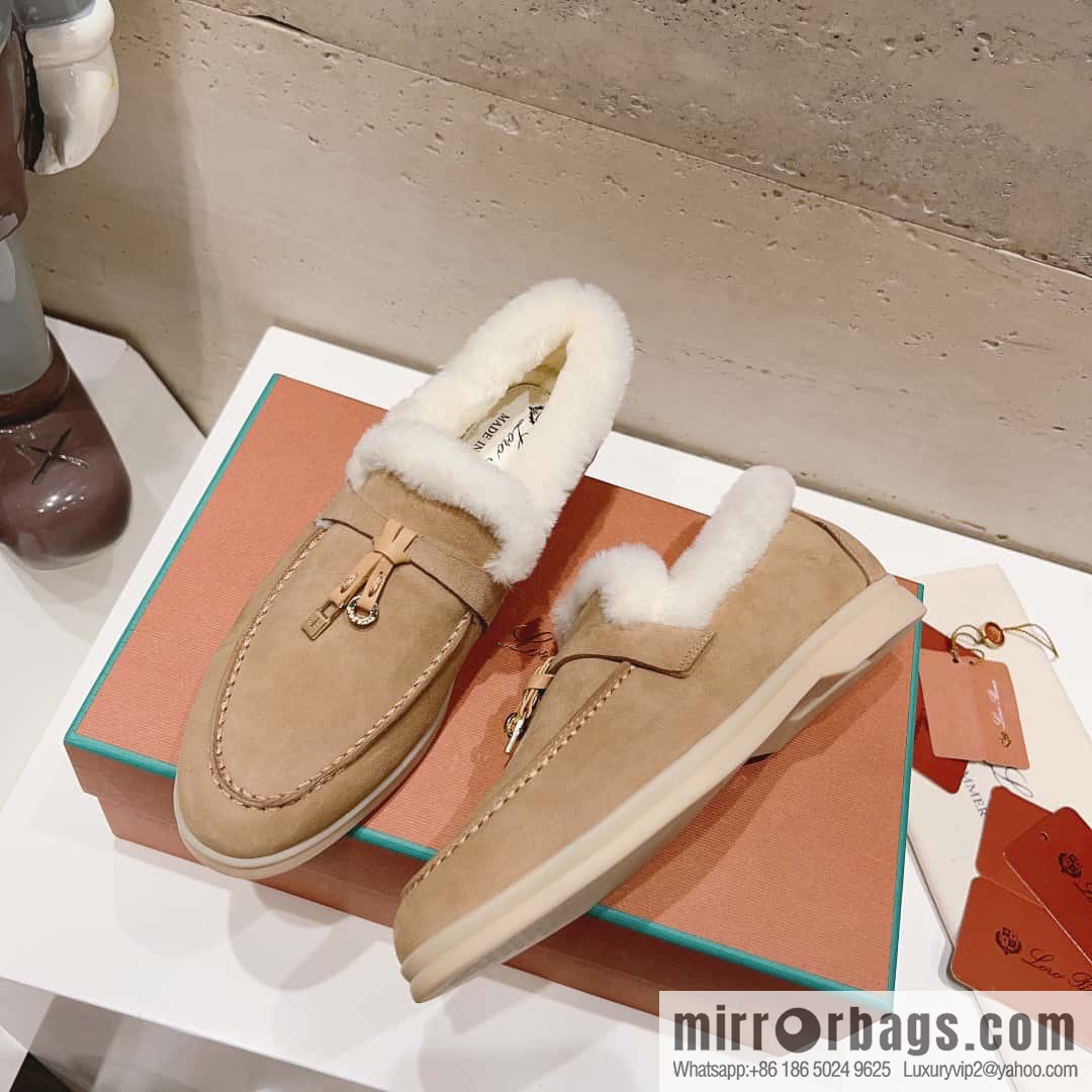 🐰🐰Loro Pian * Classic popular LP top version, British tassel flat-bottomed fluffy loafers