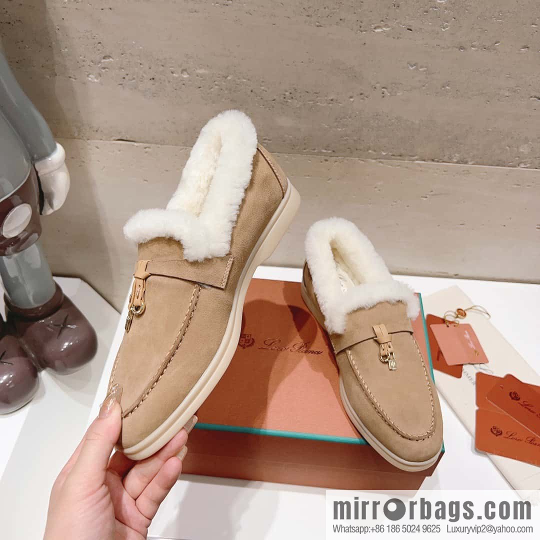 🐰🐰Loro Pian * Classic popular LP top version, British tassel flat-bottomed fluffy loafers