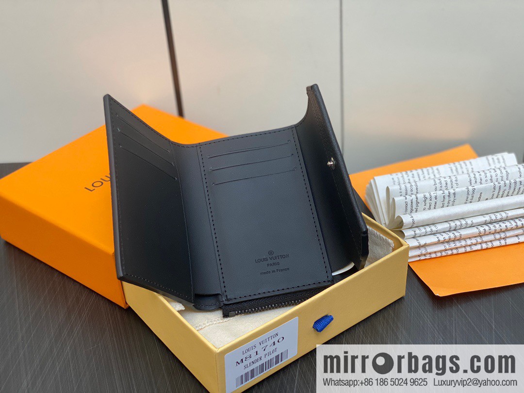 [Boutique‑grade] M81740 black full leather wallet series M82140 SLENDER PILOT wallet
