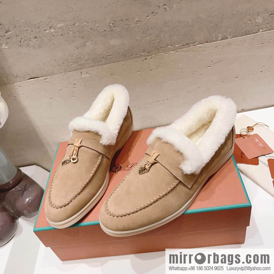 🐰🐰Loro Pian * Classic popular LP top version, British tassel flat-bottomed fluffy loafers
