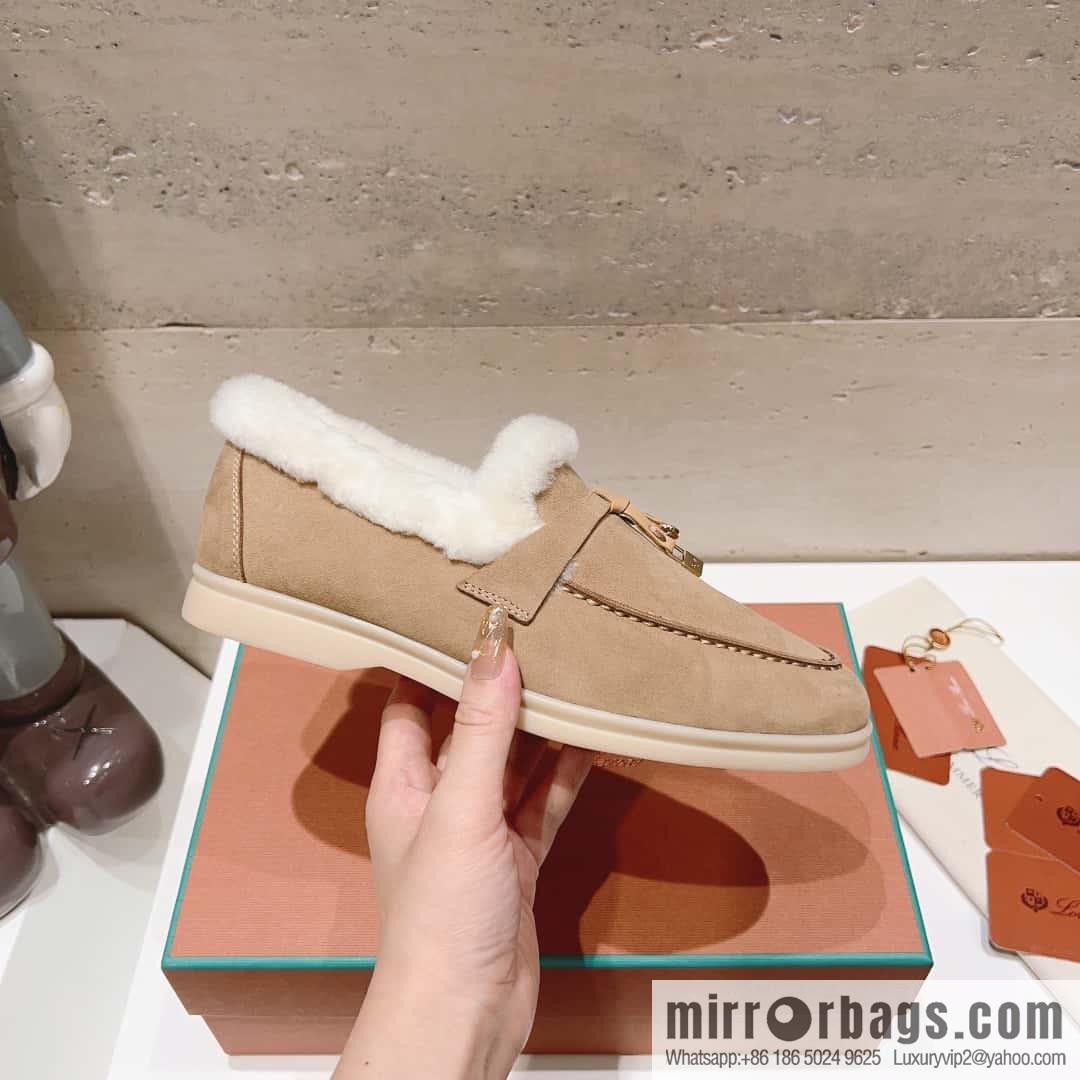 🐰🐰Loro Pian * Classic popular LP top version, British tassel flat-bottomed fluffy loafers