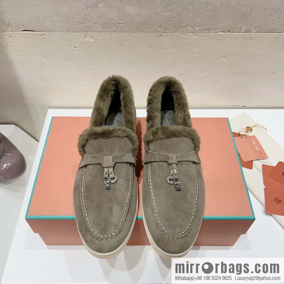 🐰🐰Loro Pian * Classic popular LP top version, British tassel flat-bottomed fluffy loafers