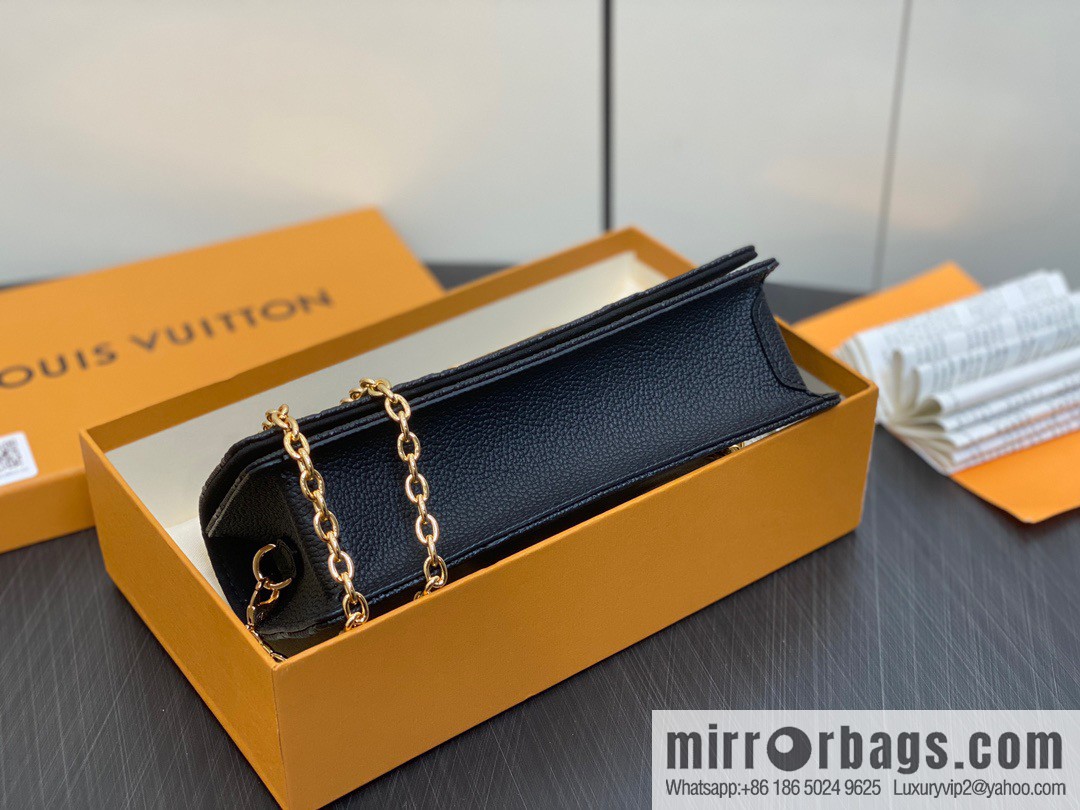 [Premium‑quality] M82509 black full leather embossed chain bag series chain bag woc series LiLy Woc handbag