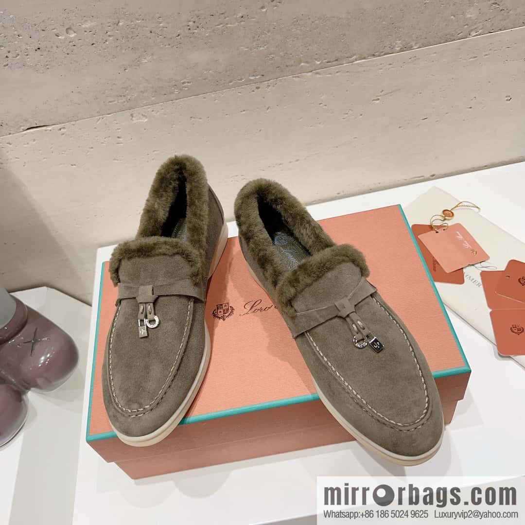 🐰🐰Loro Pian * Classic popular LP top version, British tassel flat-bottomed fluffy loafers